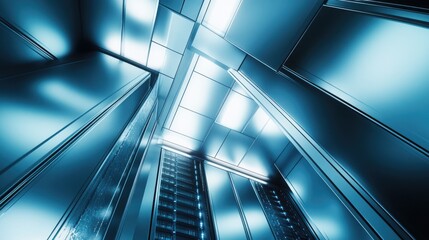 Fototapeta premium A futuristic industrial space with digital lighting effects.