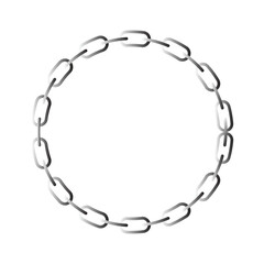 Silver chains. circle border chains. texture chain round frame. chain iron. metal links chain logo symbol