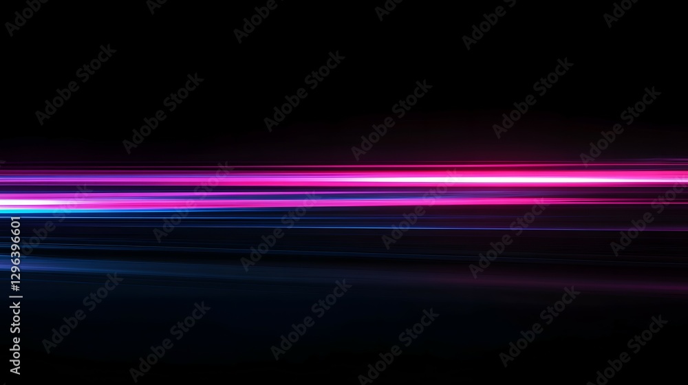 Poster abstract light painting background with neon pink and blue lines on a black canvas, creating dynamic