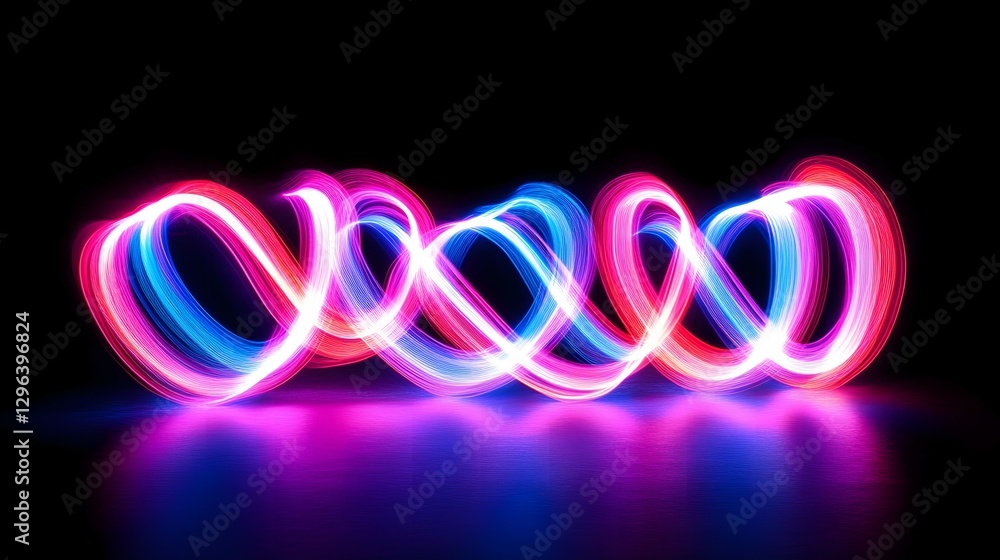 Aufkleber abstract light painting background with neon pink and blue lines on a black canvas, creating dynamic