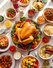 Mesa de Acción de Gracias con pavo