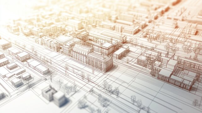 Cityscape architectural model, urban planning, design,  background development, for construction