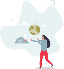 Sustainability concept illustration.reducing CO2 emission by using green energy .flat character life .