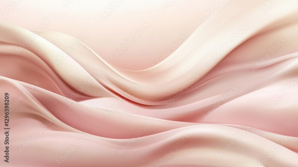 Aufkleber Flowing fabric texture in soft pink and cream shades creating a serene atmosphere in abstract design. Generative AI