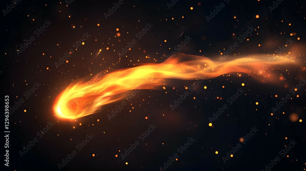 Poster abstract glowing fire background with flame elements on a black background