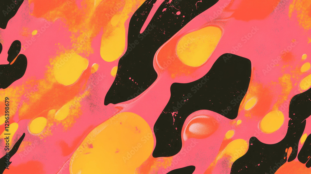 Poster Vibrant abstract background with overlapping red and yellow ink blots