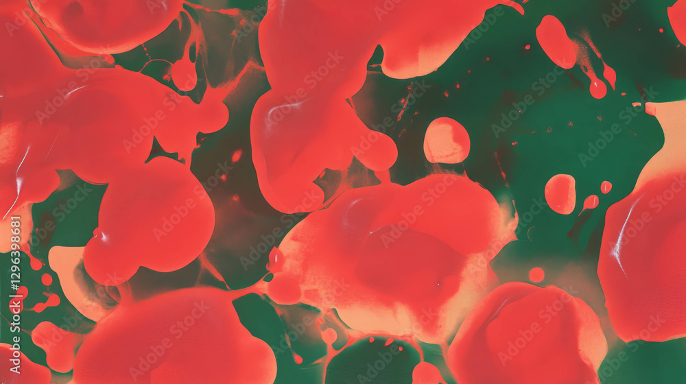 Poster abstract red and green ink blots for creative design and backgrounds