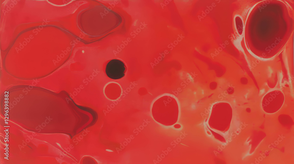 Aufkleber abstract red ink blot background with artistic dots and organic patterns