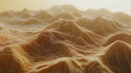 Naklejka premium Aerial view of a hilly landscape featuring a mountainous area showcasing a digital terrain model with contour lines