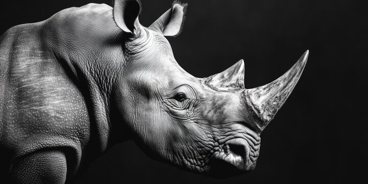 Fototapeta Black and white image of a pair of rhinos. Artistic photo with a unique split composition.