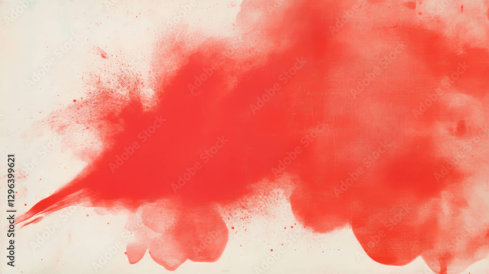 Poster abstract red ink blot with canvas texture for artistic backgrounds