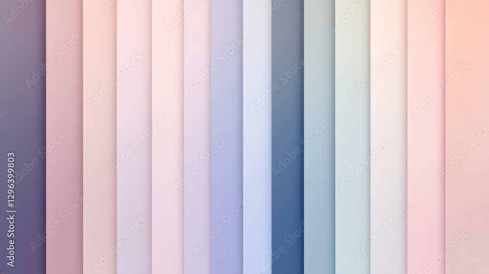 Poster soft gradient color palette with vertical stripes showcasing various pastel shades in subtle tones. 