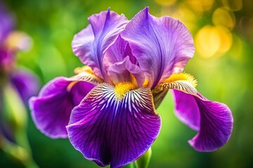 Elegant Iris Flower Portrait Photography - Vibrant Purple Bloom Close-Up