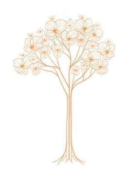 minimalist tree with orange flowers clip art preview
