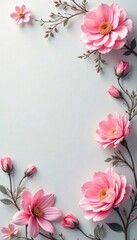 Delicate pink and gray floral pattern; soft, romantic background , gray, tender, invitation