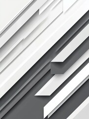 Obraz premium Grey and white tech paper arrows abstract background. Striped texture design. Vector geometric banner