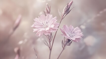 Obraz premium The gentle brushstrokes of the watercolor bring out the beauty and elegance of the flowers, creating a serene and charming visual effect