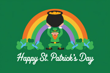 Fototapeta premium St. Patrick's Day Leprechaun Gold Pot Rainbow Background