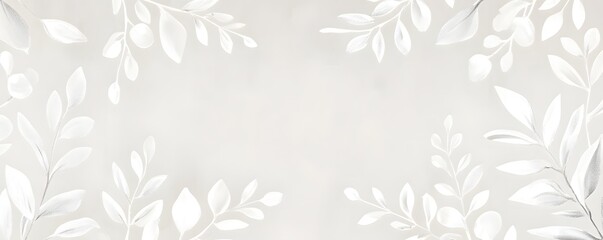 Elegant floral design features white leaves against a neutral background