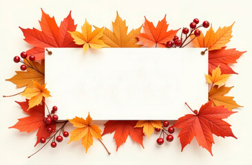 A banner with autumn yellow leaves and a place for the Sale text. Autumn sale, banner for advertising. Autumn landscape in orange, background. Mockup