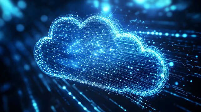 cloud computing interface with a layered depth effect and connected dots 