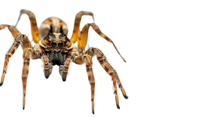 Jumping spider isolated on transparent background showing fangs