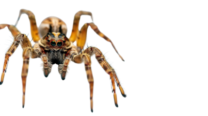 Jumping spider isolated on transparent background showing fangs