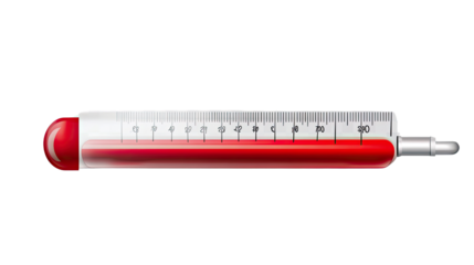 Thermometer Reading: A close-up of a classic thermometer, with red liquid indicating temperature. Emphasizing precision and health, ideal for medical or scientific contexts.