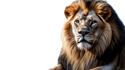 Majestic Lion Portrait: A regal lion, with a magnificent mane and piercing gaze, exudes power and dignity in a captivating portrait.