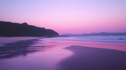 Fototapeta premium Tranquil Beach Sunset with Soft Color Palette