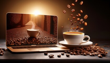 fotografía publicitaria, granos de café, copyspace, banner, estilo ultrarrealista, realista, 4k