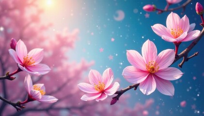 Swirling pastel blossoms, celestial bloom illusion, illustration, airy, pastel