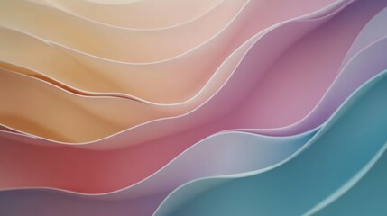 Obraz premium Soft pastel abstract waves flowing gently in a beautiful gradient design created with delicate materials. Generative AI