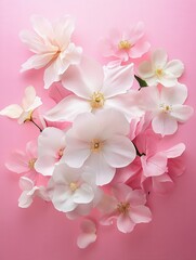 pink and white flowers on pink paper background