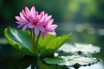 Water hyacinth blooms bursting from the surface, aquatic, blooming