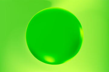 Abstract green 3D close up sphere with glowing lime green energy background. Elegant neon glow gradient, futuristic backdrop with copy space. Creative presentation slides, poster, banner, flyer