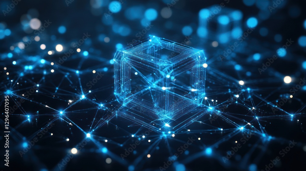Aufkleber digital cube network connection, abstract background