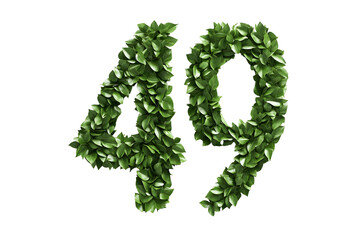 Nature's Number: 49 in Leaves, Transparent Background