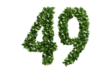 Nature's Number: 49 in Leaves, Transparent Background