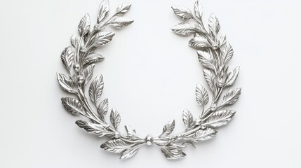 A wall-mounted silver wreath decoration, perfect for home or office decor. The intricate leaf design adds an elegant touch to any space.