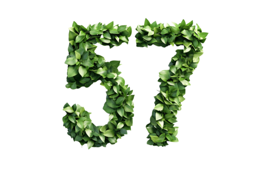 Leafy Number 57,  Transparent Background