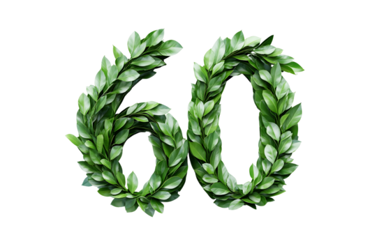 Leaves Form Sixty, Nature's Number, Green Background