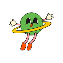 Cute planet Saturn. Doodle style. Trendy vector illustration.