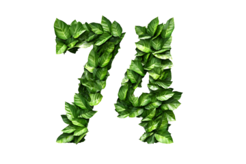 Leafy Number 74, Nature's Design, Transparent Background