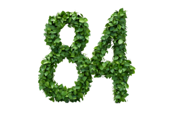 Leafy Numbers: 84 Design, Nature, Green Background