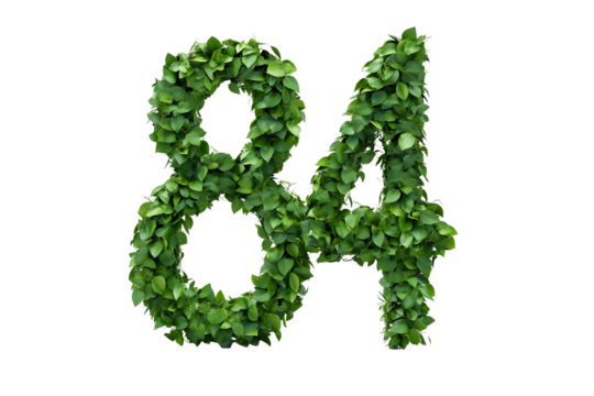 Leafy Numbers: 84 Design, Nature, Green Background