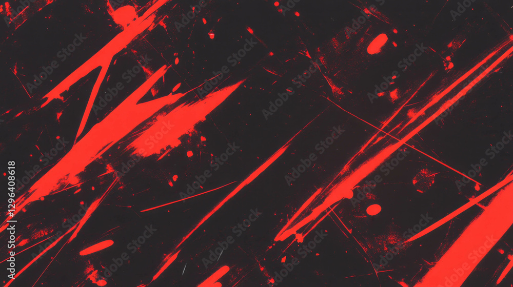 Poster Abstract scratched metal texture with red sharp lines for creative design