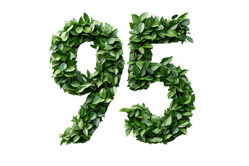 Leafy Number 95: Nature's Design, Transparent Background