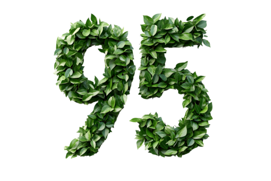 Leafy Number 95: Nature's Design, Transparent Background