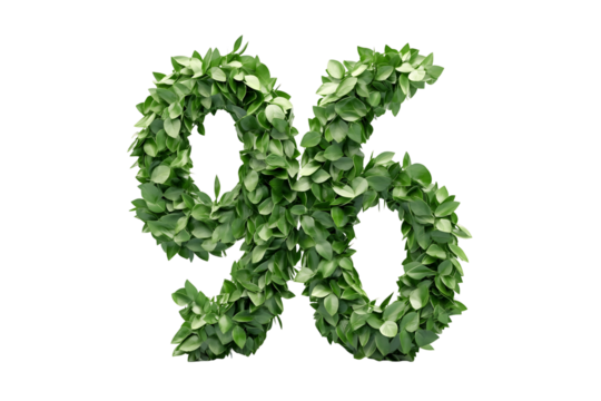 Green Leaves Form Percent Sign, Transparent Background